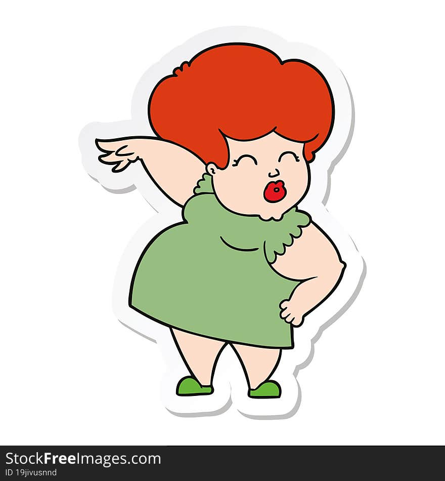 Sticker Of A Cartoon Woman Making Hand Gesture