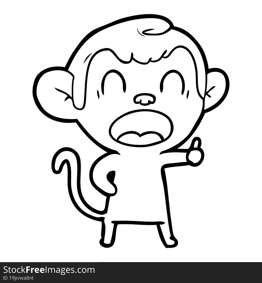 yawning cartoon monkey. yawning cartoon monkey