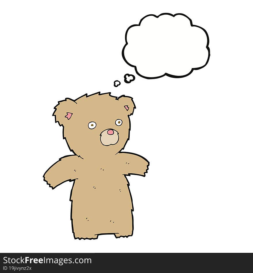 cartoon teddy bear with thought bubble