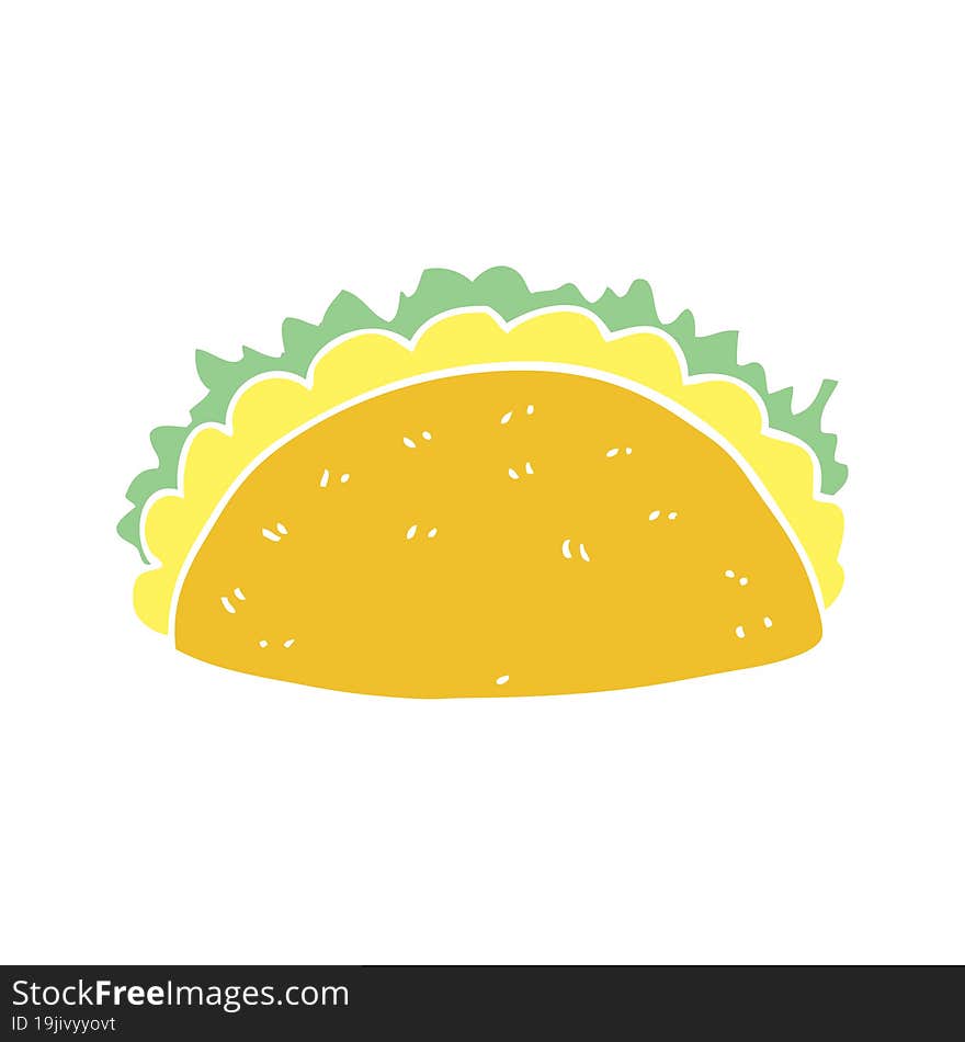 Flat Color Style Cartoon Taco