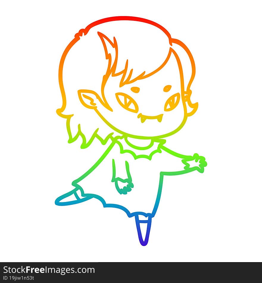 rainbow gradient line drawing cartoon friendly vampire girl