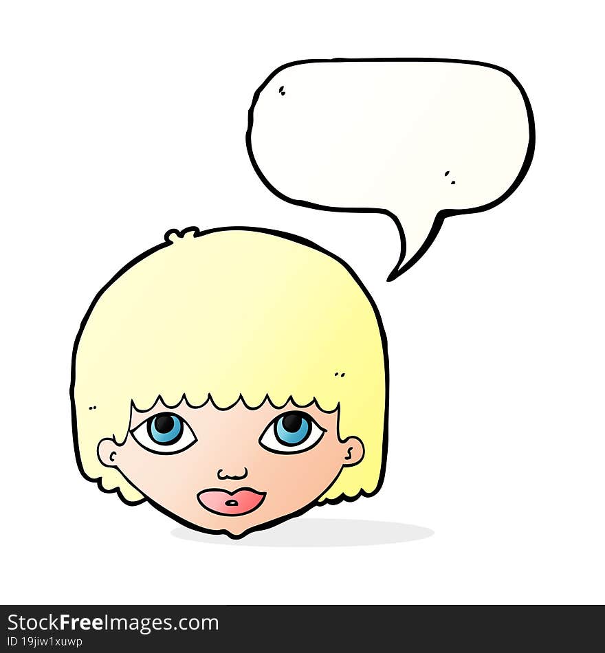 cartoon female face with speech bubble