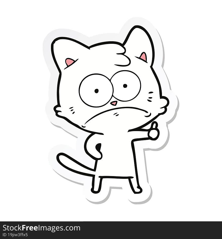 sticker of a cartoon nervous cat