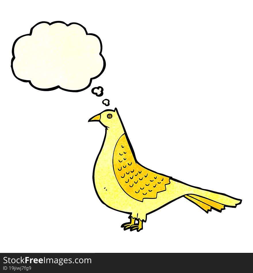 cartoon bird with thought bubble