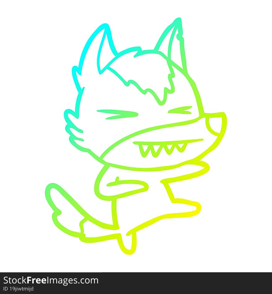 cold gradient line drawing angry wolf cartoon