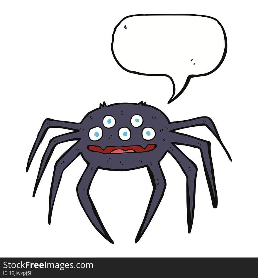 cartoon halloween spider with speech bubble