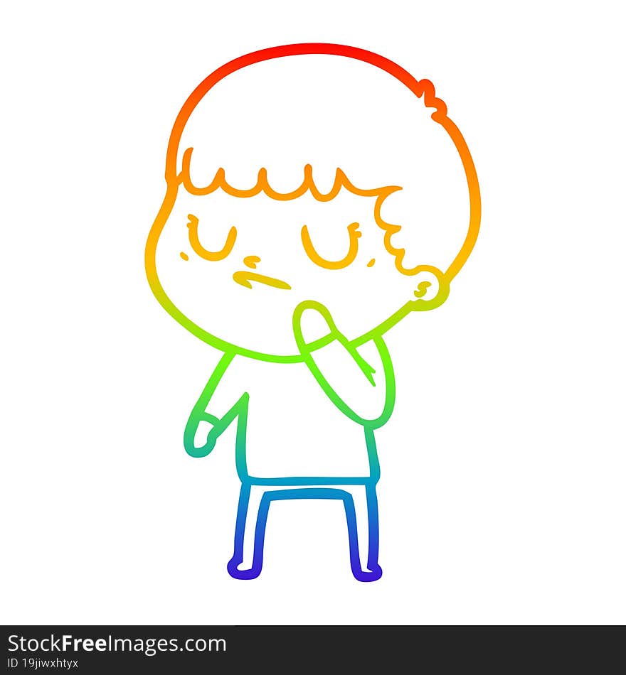 rainbow gradient line drawing cartoon grumpy boy