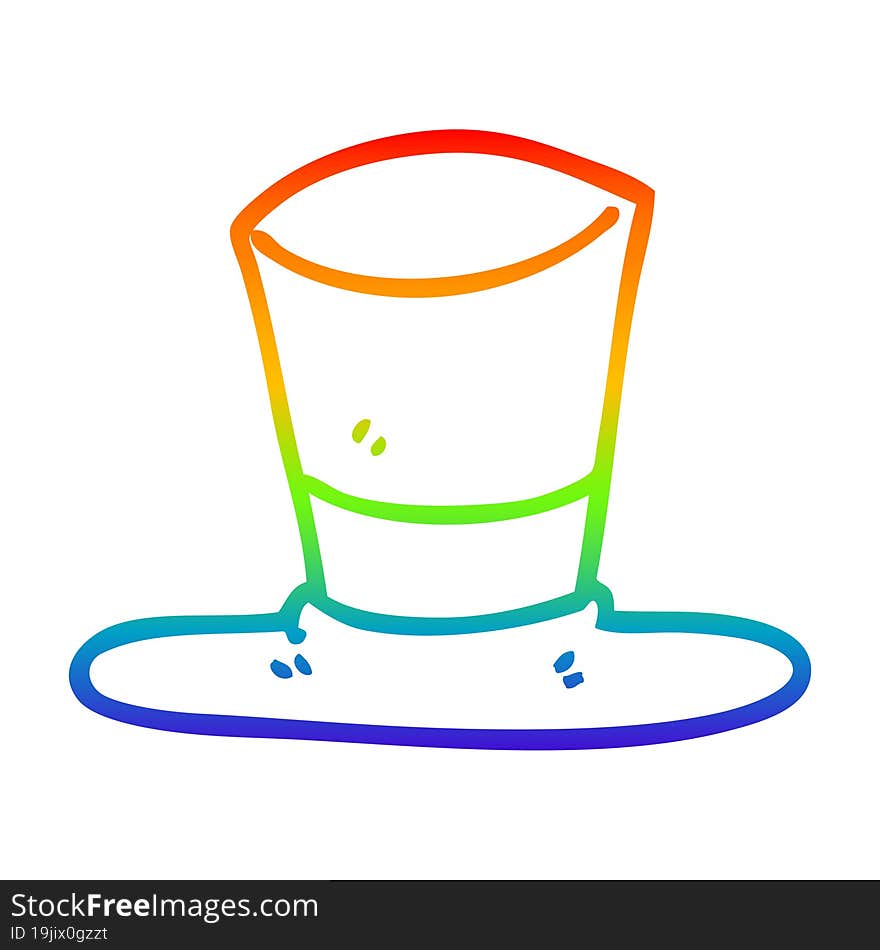 rainbow gradient line drawing cartoon top hat