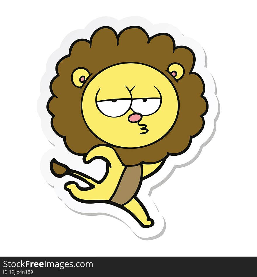 sticker of a cartoon running lion