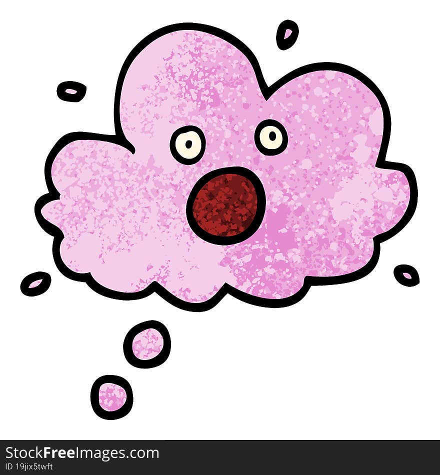 grunge textured illustration cartoon screaming thought cloud