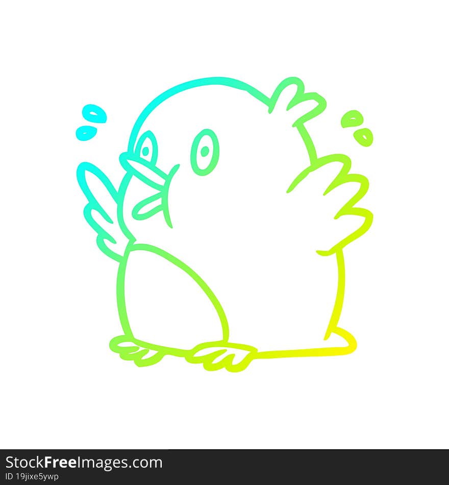 cold gradient line drawing over excited robin