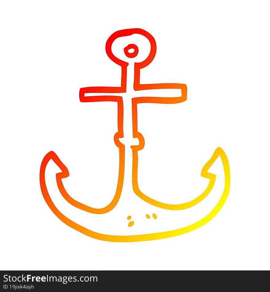 Warm Gradient Line Drawing Cartoon Ship Anchor