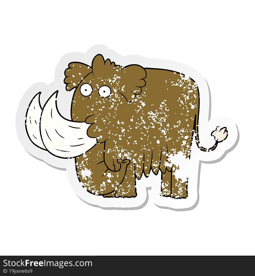 distressed sticker of a cartoon mammoth