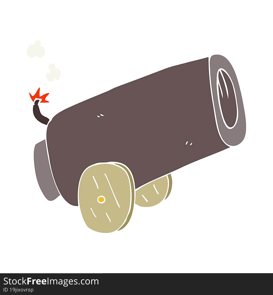 flat color illustration of a cartoon cannon