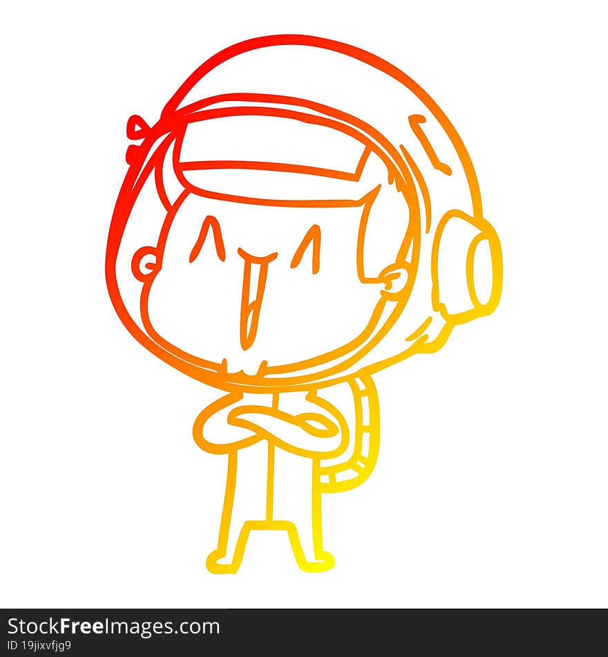 warm gradient line drawing happy cartoon astronaut