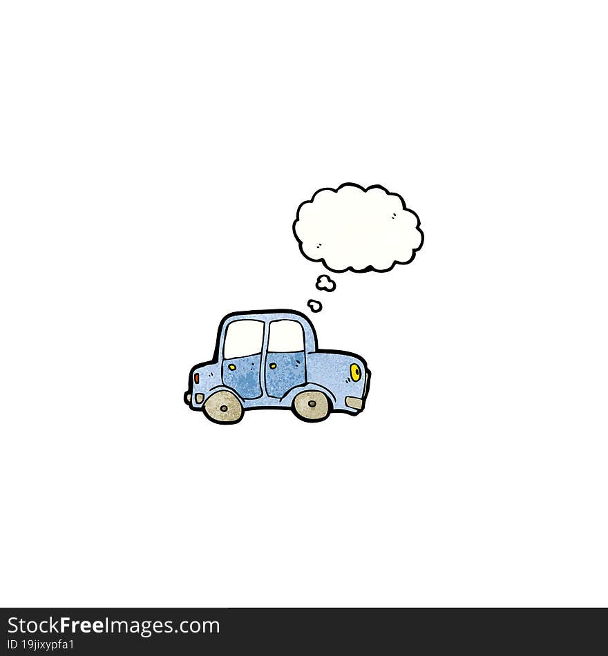 cartoon car with thought bubble