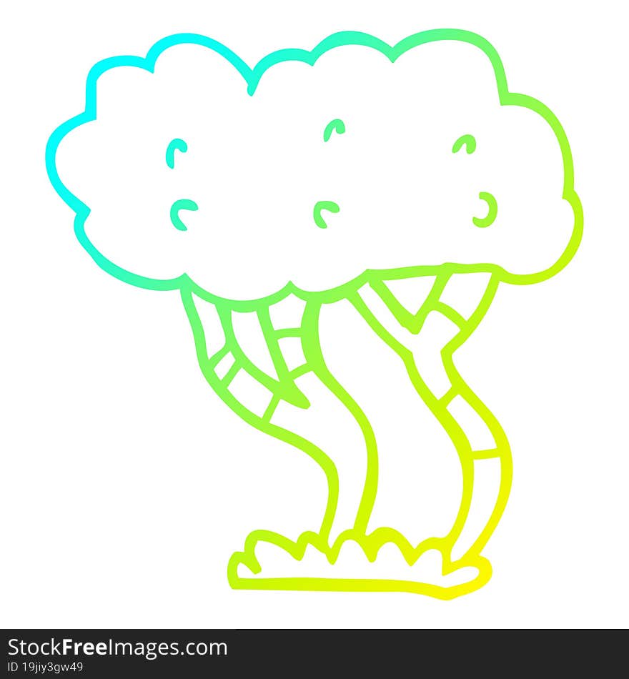 cold gradient line drawing cartoon tree