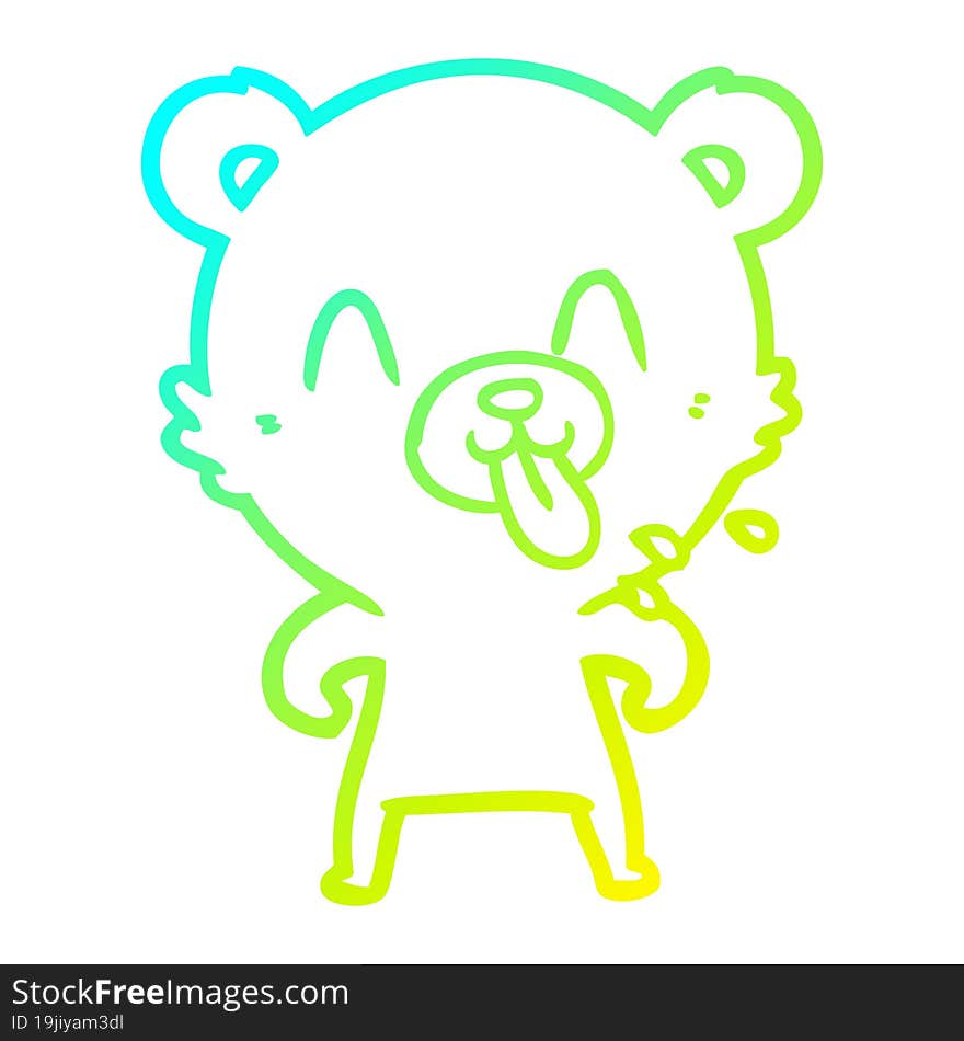 Cold Gradient Line Drawing Rude Cartoon Bear