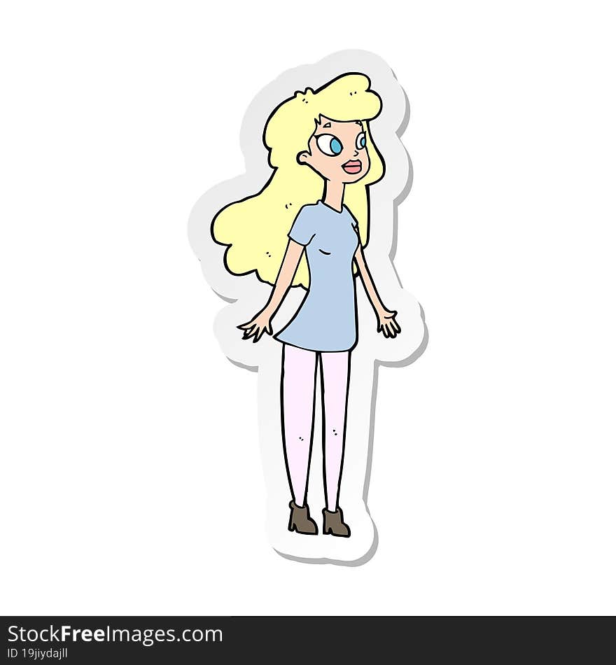 Sticker Of A Cartoon Pretty Girl