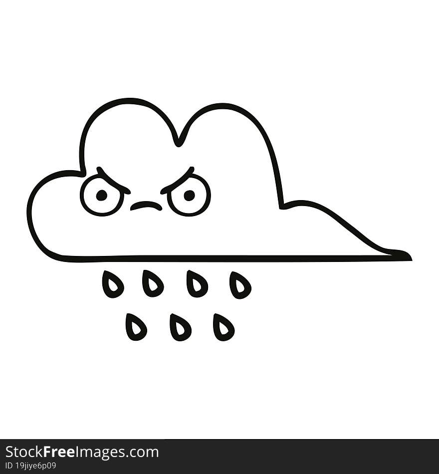 line drawing cartoon storm rain cloud