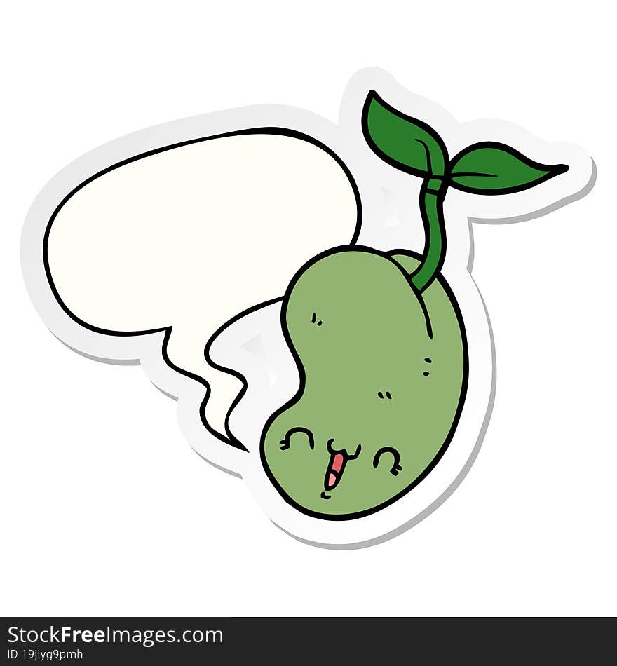 cute cartoon seed sprouting with speech bubble sticker