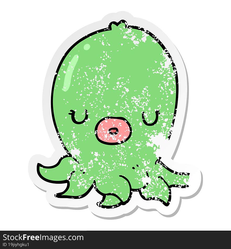 distressed sticker of a cartoon octopus