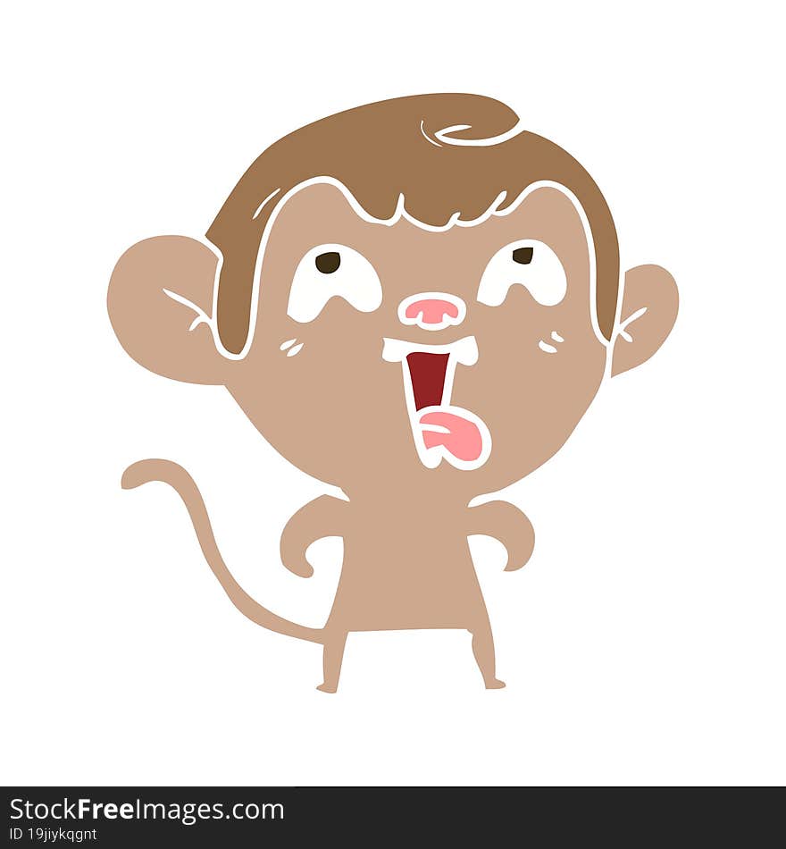 crazy flat color style cartoon monkey