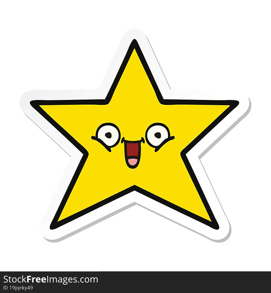 sticker of a cute cartoon gold star