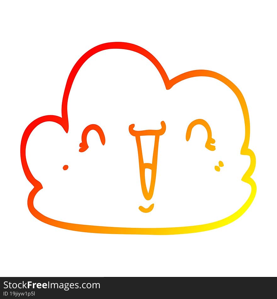 warm gradient line drawing cartoon happy cloud