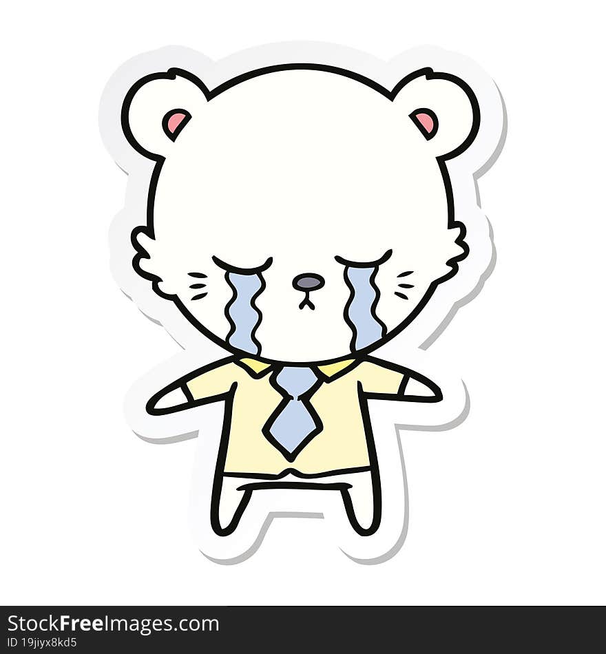 sticker of a crying cartoon polarbear