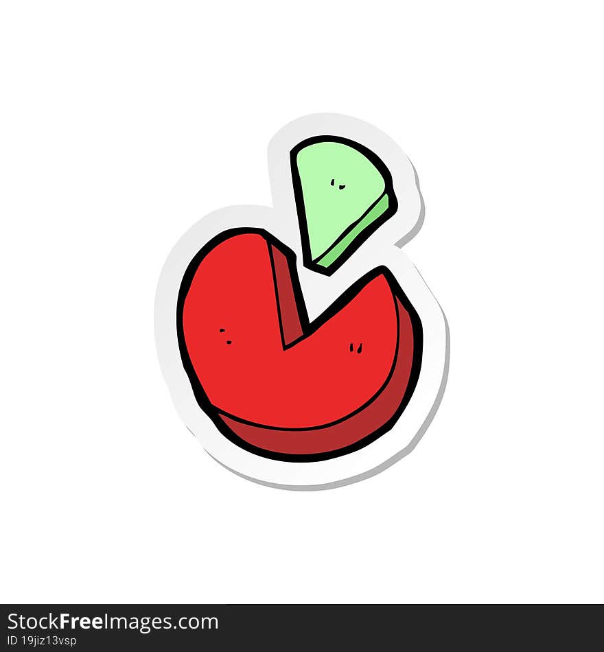 sticker of a doodle cartoon pie chart