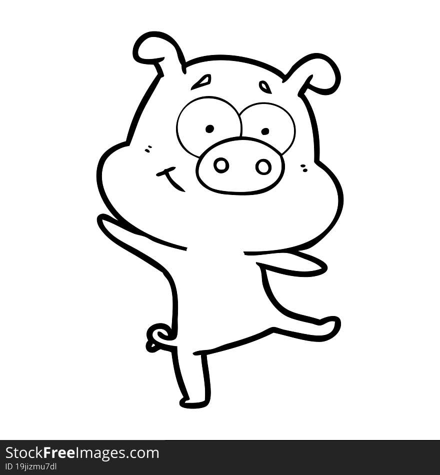 happy cartoon pig dancing. happy cartoon pig dancing