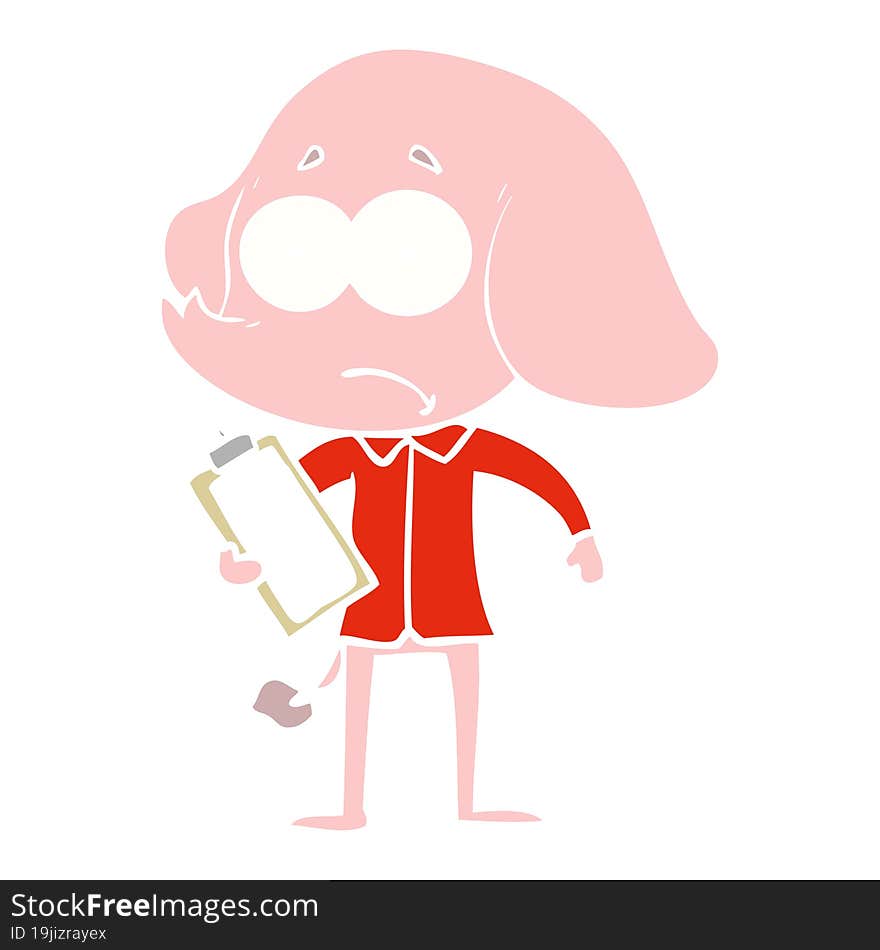 flat color style cartoon unsure elephant