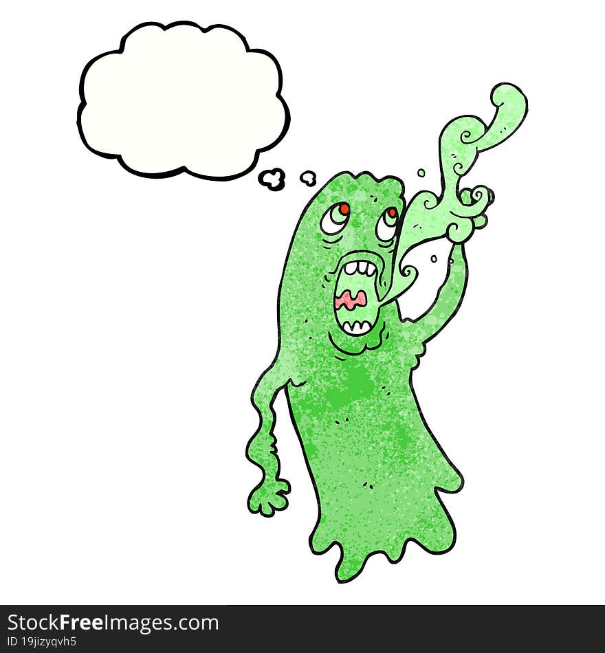 freehand drawn thought bubble textured cartoon ghost