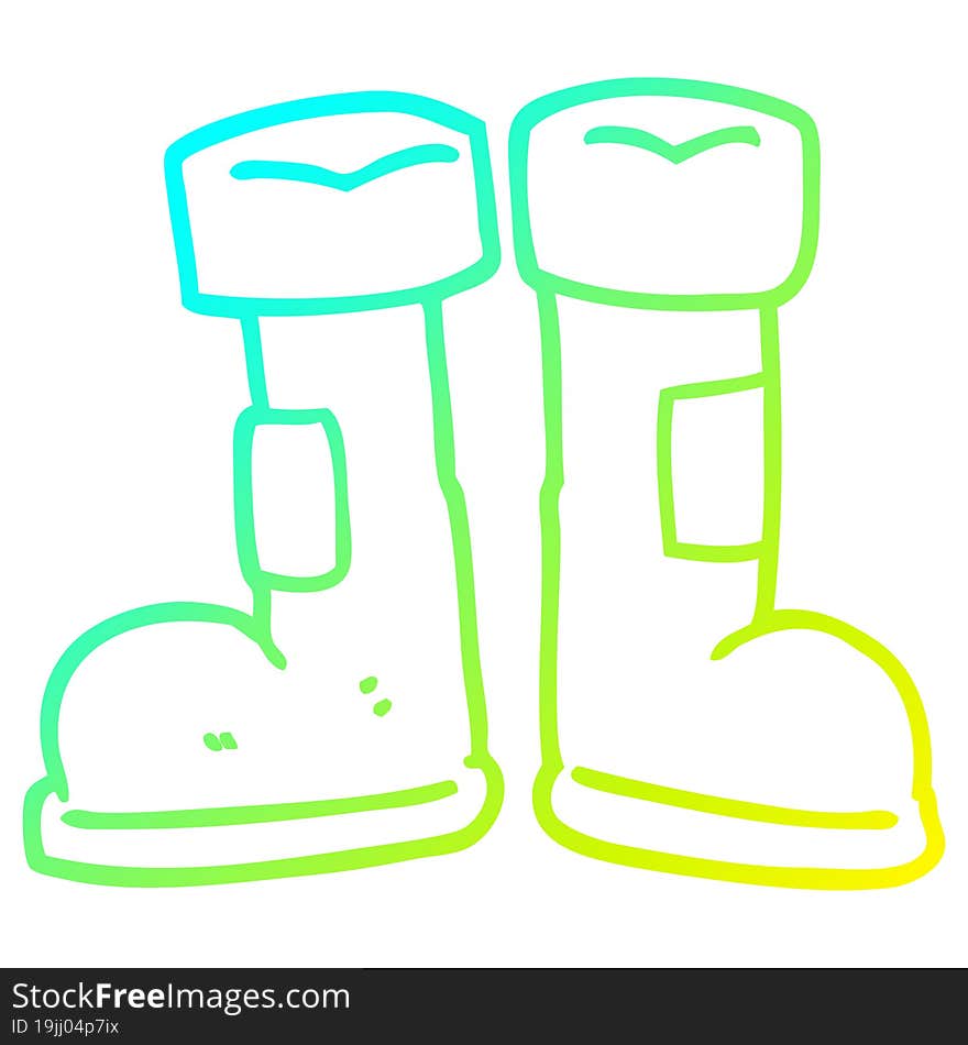 cold gradient line drawing cartoon wellington boot