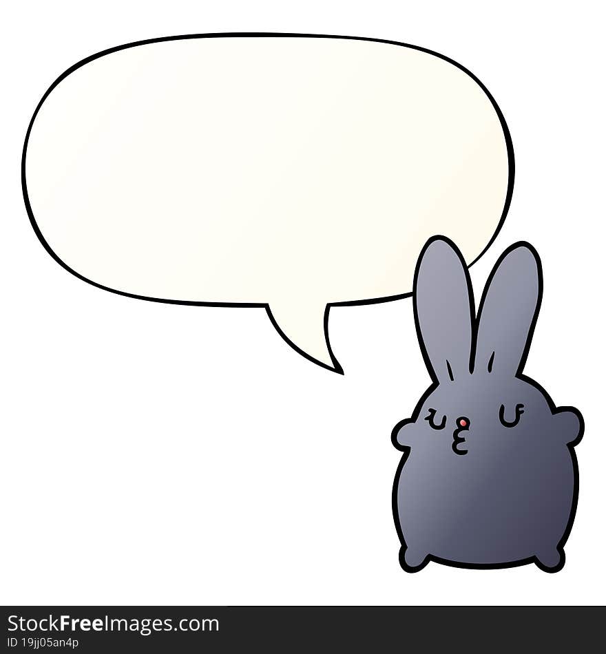 cute cartoon rabbit and speech bubble in smooth gradient style