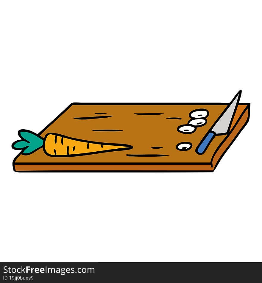 cartoon doodle of vegetable chopping board