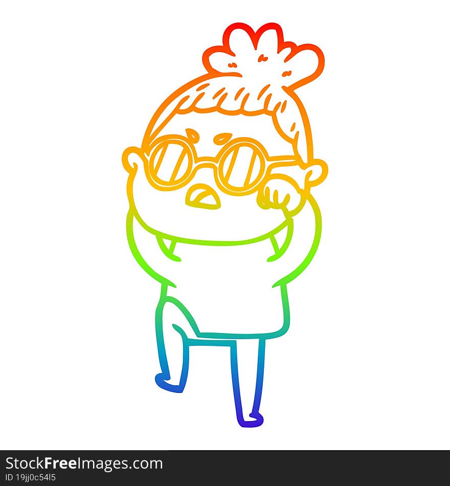 rainbow gradient line drawing cartoon annoyed woman