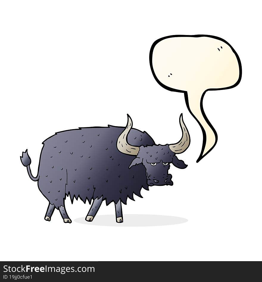 cartoon annoyed hairy ox with speech bubble