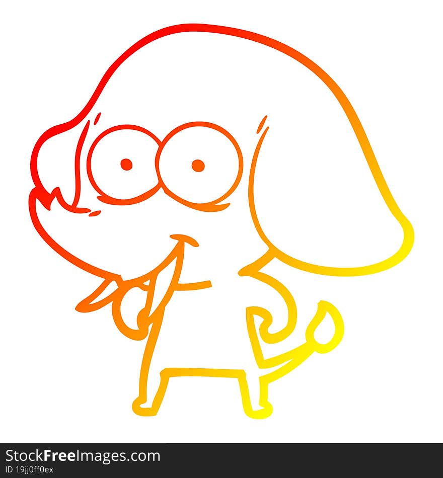 warm gradient line drawing happy cartoon elephant