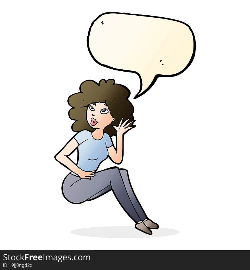 cartoon woman listening with speech bubble