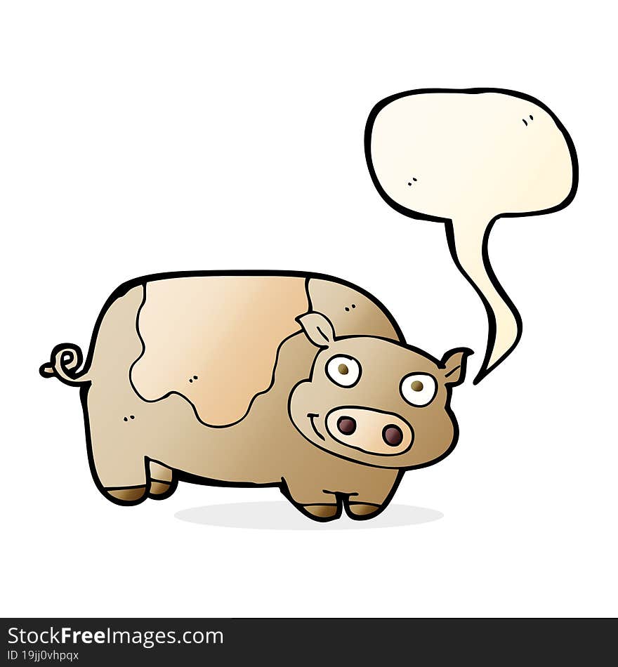 Cartoon Pig With Speech Bubble