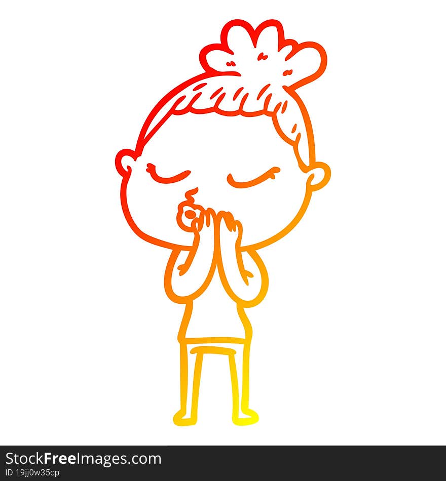 warm gradient line drawing cartoon calm woman