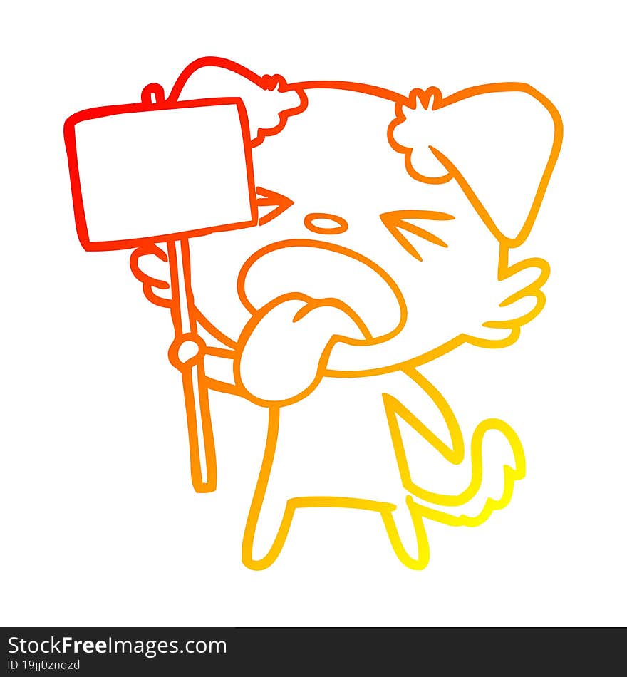 warm gradient line drawing cartoon disgusted dog