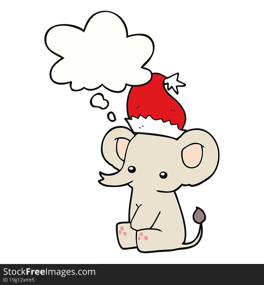 cute christmas elephant and thought bubble