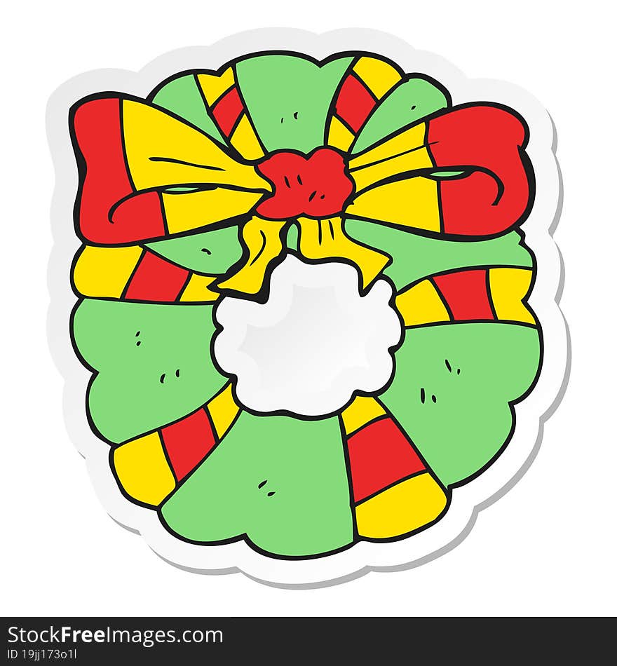 Sticker Of A Cartoon Christmas Wreath