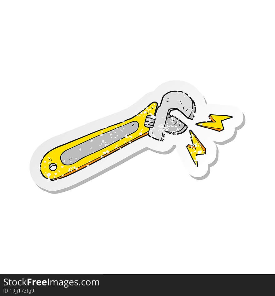 retro distressed sticker of a cartoon adjustable spanner