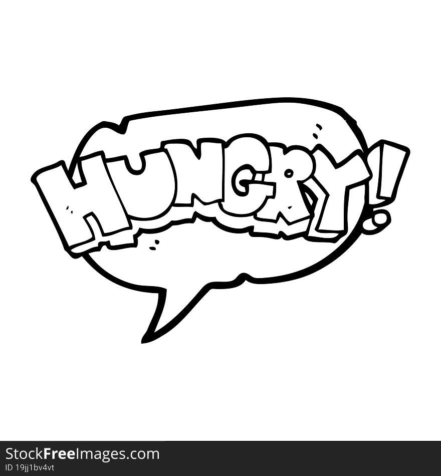 speech bubble cartoon hungry text