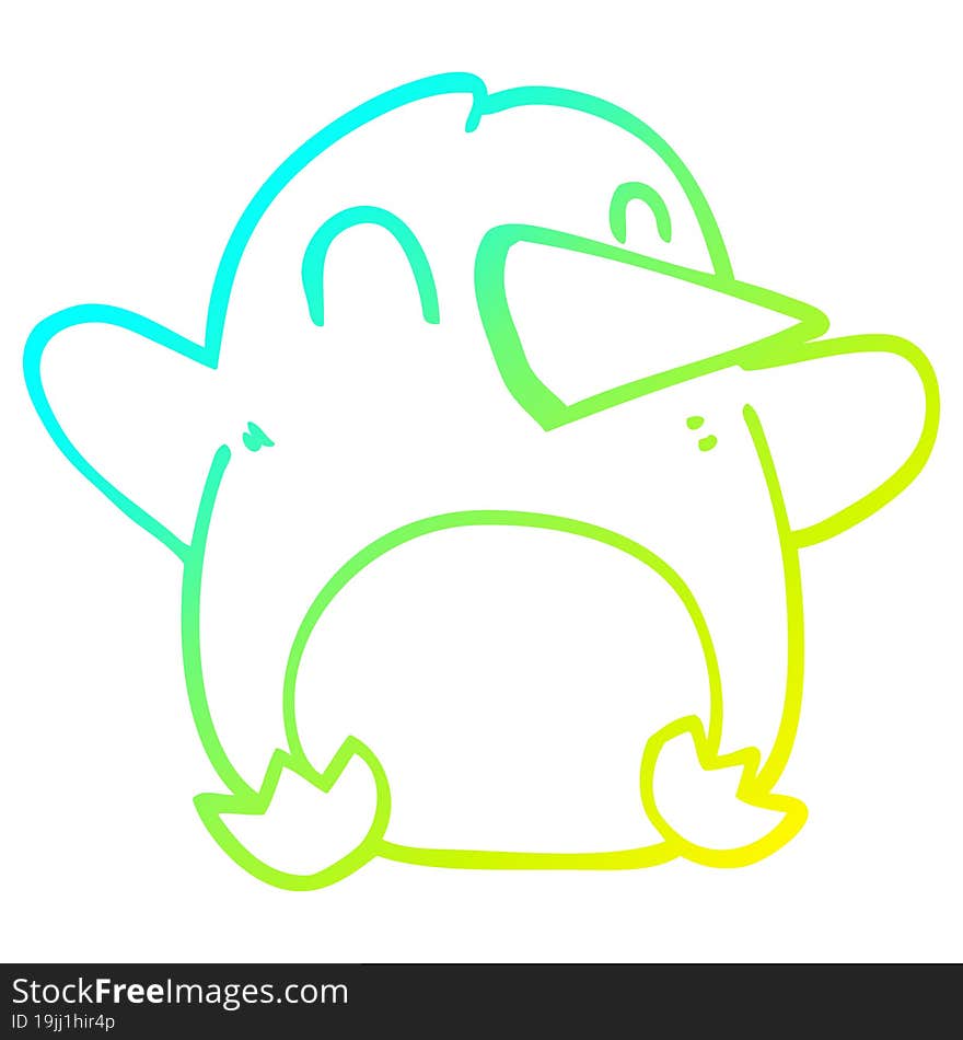 cold gradient line drawing cartoon christmas penguin