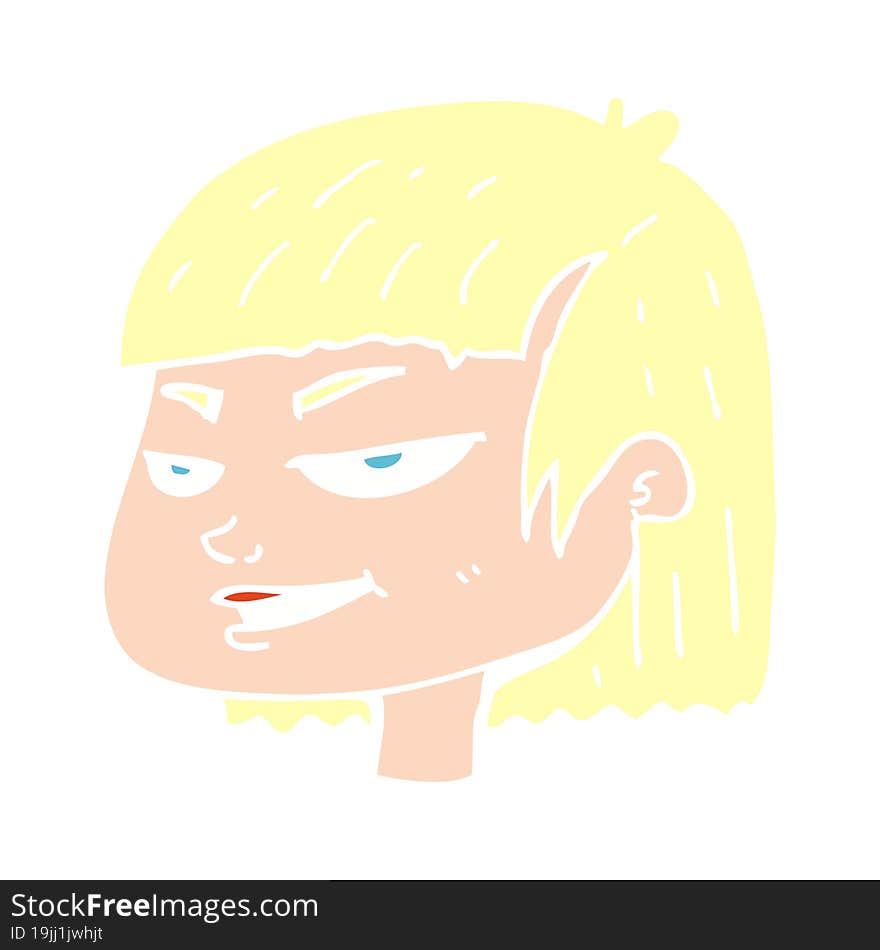 flat color illustration of mean looking girl. flat color illustration of mean looking girl